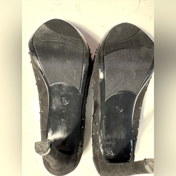 Marc Fisher Black suede with black beading Peep-Toe Platform 4.5-5 inch Heels - Picture 8 of 10